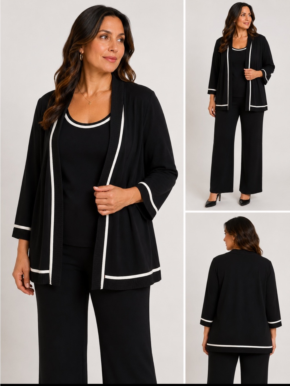 Misook 2 piece set sweater cardigan and sleeveless top size 3x office, classic